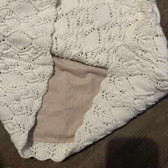 La Vie Rebecca Taylor Cream Crochet Dress Wool Blend With Lace Up Neck New XS - Picture 5 of 11